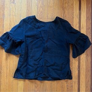Ann Taylor black top blouse rayon M medium EUC